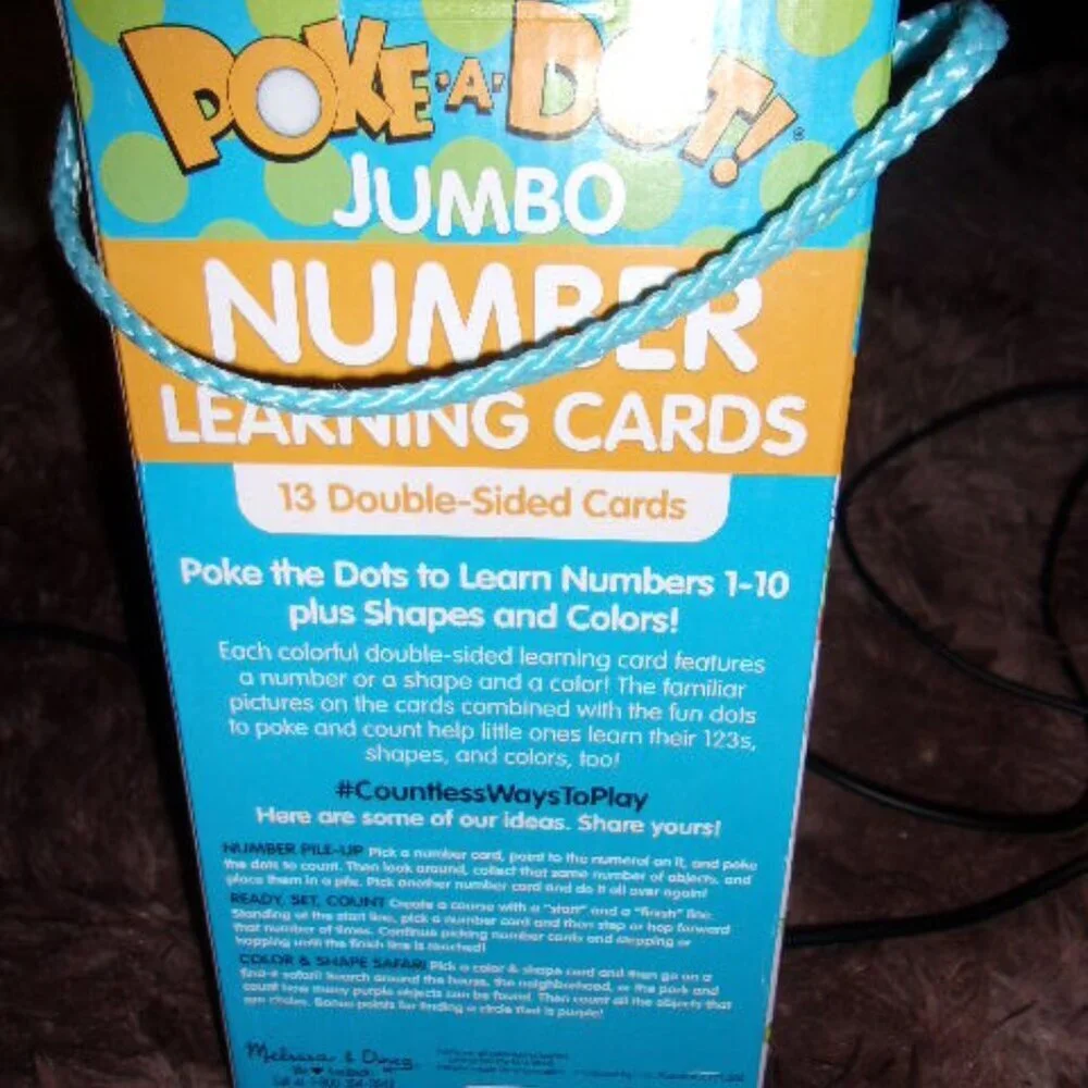 New Melissa & Doug Poke-a-Dot Jumbo Number Learning Cards Blue